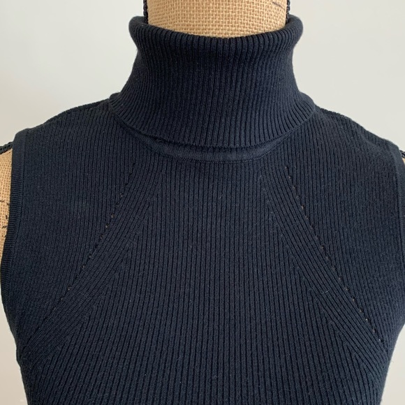 WHBM womens sleeveless ribbed turtleneck sweater black size small - Picture 2 of 12